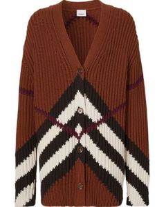 Burberry Checked Oversized-Fit Cardigan