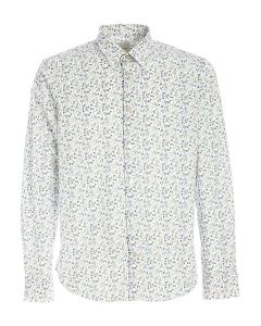 Flower print shirt in white