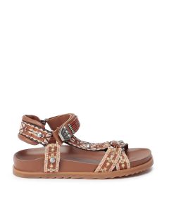 Flat sandal with ethnic pattern