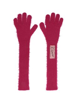 Raf Simons Logo Patch Long Knitted Gloves