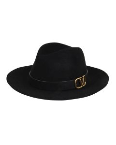 Valentino VLogo Signature Curved Wide Brim Fedora Hat
