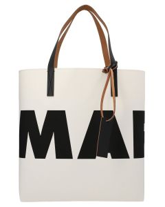 Marni Logo Printed Open Top Tote Bag