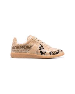 Maison Margiela Woman's Pink Printed Polished Leather Replica Sneakers