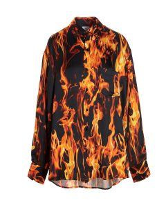 Vetements Long-Sleeve Flame Printed Shirt