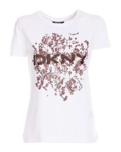 Sequined logo T-shirt in white