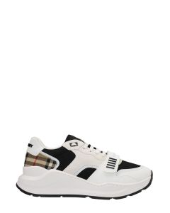 Burberry Checked Detail Lace-Up Sneakers