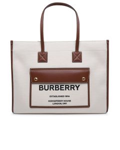 Burberry Logo Printed Medium Tote Bag