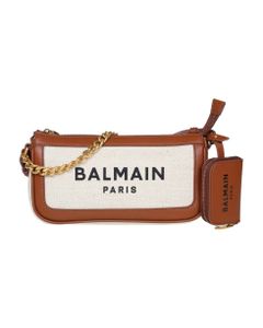 Balmain B-army Clutch Bag In Canvas And Leather
