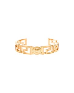 Squared Greca Rigid Gold Colored Metal Bracelet Versace Woman