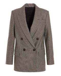Brunello Cucinelli Single-Breasted Checkered Tailored Blazer Jacket