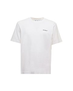 White Cotton T-shirt With Wave Outl Diag Print Off White Man