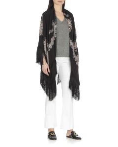 Etro Allover Paisley Print Lace Detailed Scarf
