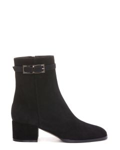 Sergio Rossi Round Toe Buckle Detailed Boots