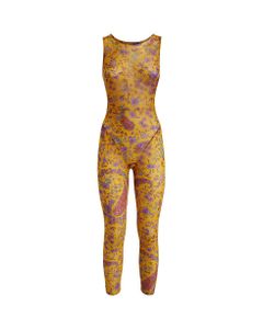Yellow Jumpsuit With All-over Floral Paisley Print