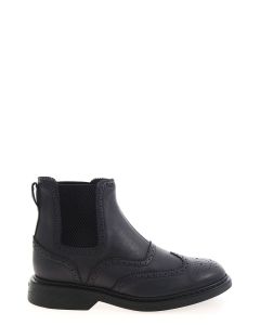 Hogan Perforated-Detailed Ankle Boots