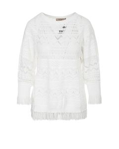 TWINSET Perforated Fringed Knit Top