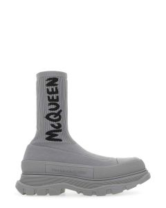 Alexander McQueen Logo Printed Sock-Style Boots