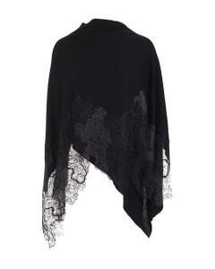 Woman Black Stole In Cashmere And Lace