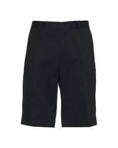 Black Cotton Bermuda Shorts With Pockets