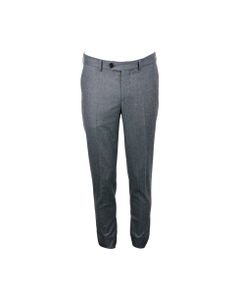 Italian Fit Trousers In Fine Wool Flannel With Zip And Button Closure