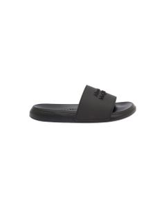 Alexander Mcqueen Woman Black Rubber Slide Sandals With Logo