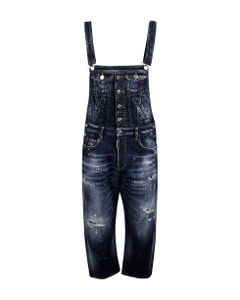 Distressed Effect Denim Overall