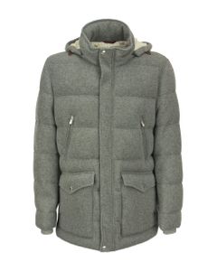 Cashmere Knit Hooded Down Jacket