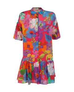 TWINSET Floral-Printed Buttoned Mini Dress