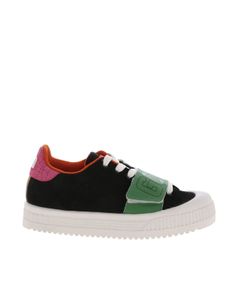 Suede sneakers with velcro strap