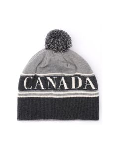 Canada Goose Cap In Gray Wool With Pompom