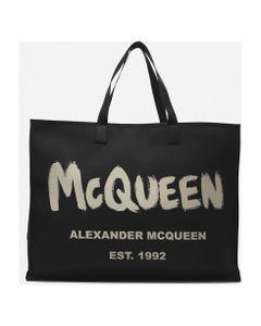 East West Tote Bag In Nylon With Graffiti Print