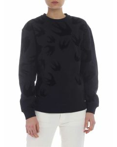 Black sweatshirt with swallow print