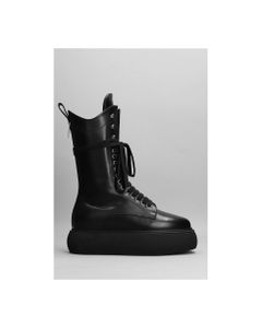 Selene Combat Boots In Black Leather