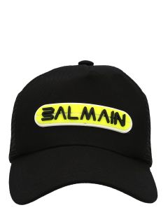 Balmain Logo Patch Mesh Panelled Baseball Cap