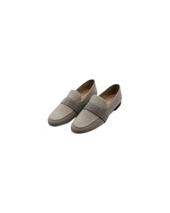 Linen Moccasin Shoe With Leather Sole And Monili Buckle