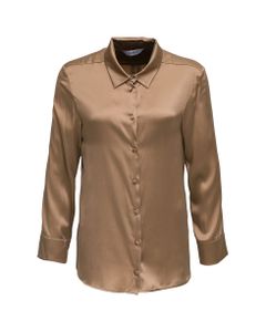 Camel Colored Silk Shirt With Buttons