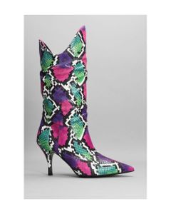 Venus 85mm High Heels Ankle Boots In Multicolor Leather