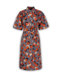Marni Floral Printed Belted Midi Shirt Dress