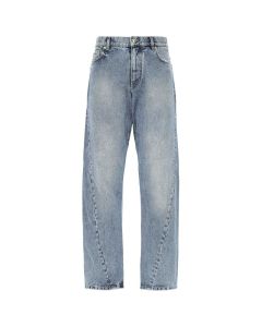 Versace Twisted Seam Logo Patch Jeans