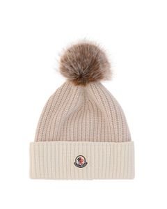 Moncler Logo-Patch Detail Two-Tone Ribbed Beanie