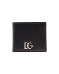Bifold Black Leather Wallet With Dg Logo Dolce & Gabbana Man