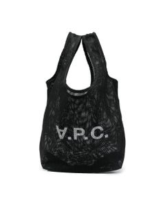 Black Mesh Tote Shopper Bag With Logo A.p.c.man
