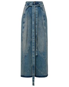 The Attico Tie-Dyed Belted Wide-Leg Jeans