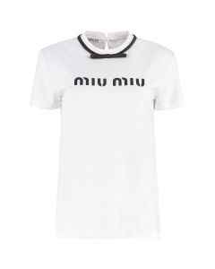 Miu Miu Logo Printed Crewneck T-Shirt