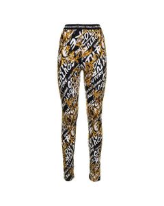 Versae Jeans Couture Woman's Stretch Fabric Leggings With Brush Logo Print