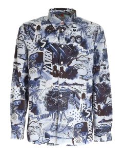 Printed shirt in blue and light blue
