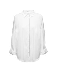 White Asymmetrical Cotton Poplin Shirt With Monile Insert Brunello Cucinelli Woman