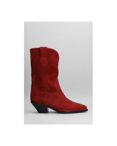 Dahope Texan Ankle Boots In Bordeaux Suede