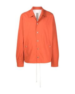 Orange Cotton Blend Shirt Jacket