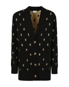 The Burberry Cashmere Blend Cardigan Features The Unmistakable Brand Monogram